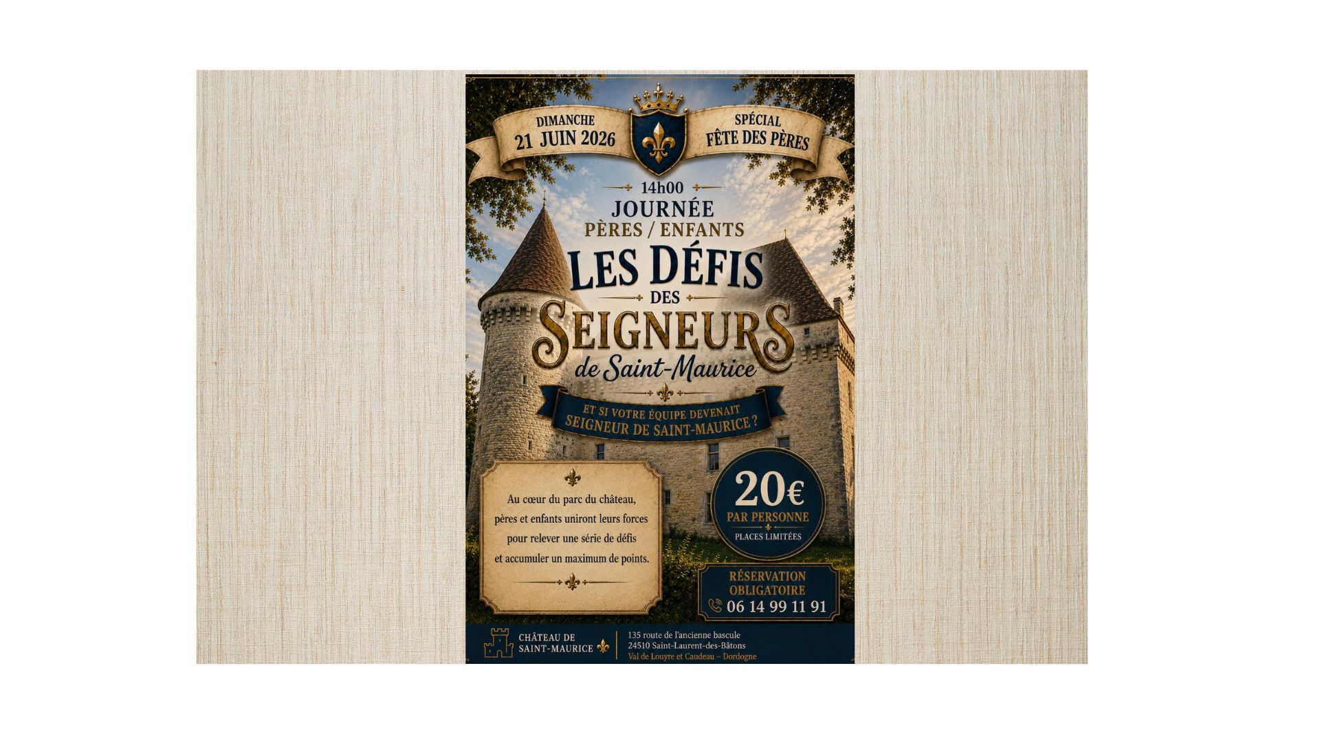 Journée découverte du château dans le parc et défis des seigneurs