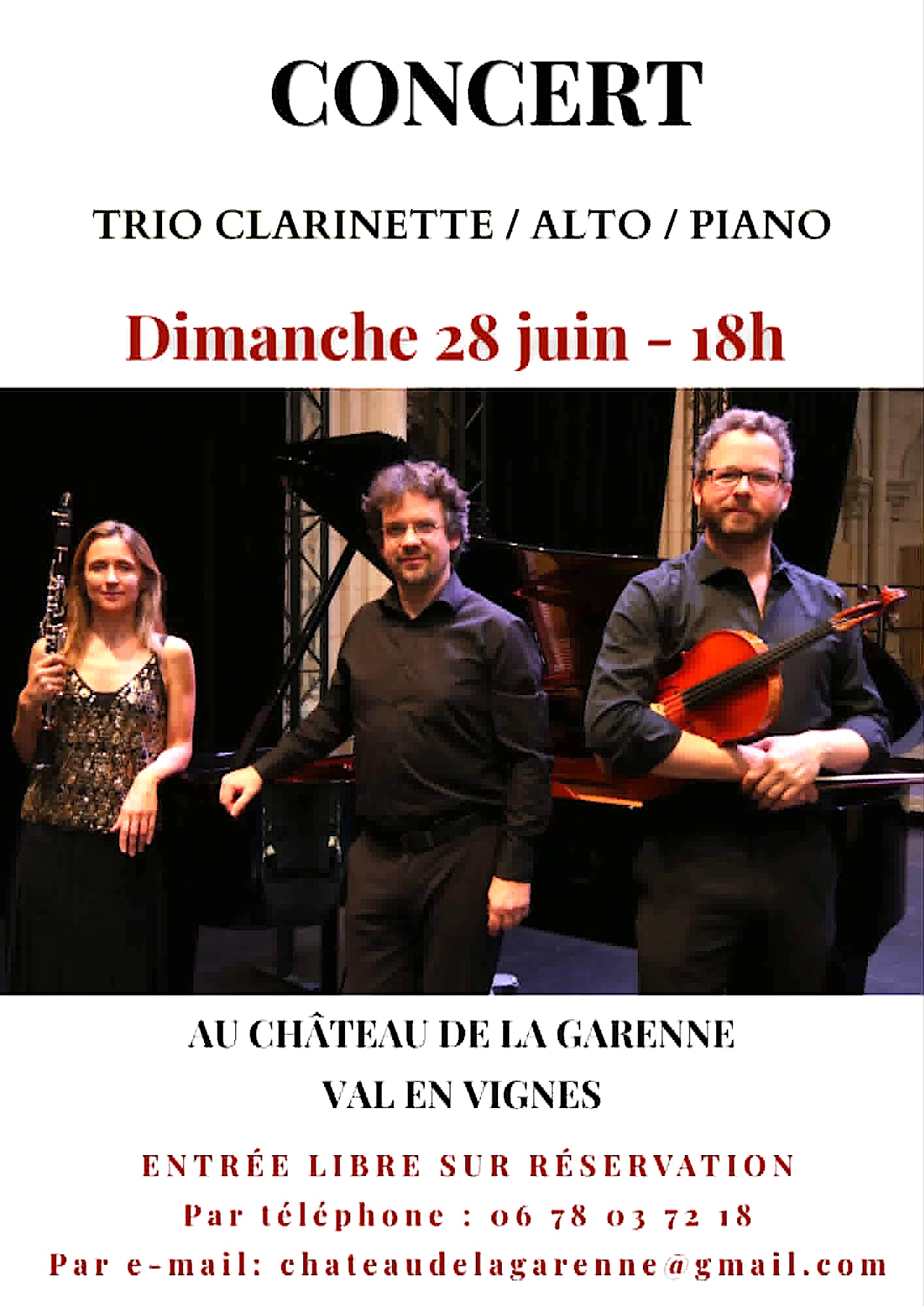 Concert au Château de la Garenne " Trio Clarinette-Alto-Piano"