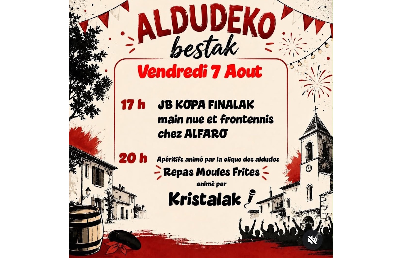 Fêtes de village : pelote basque, soirée animée  moules frites