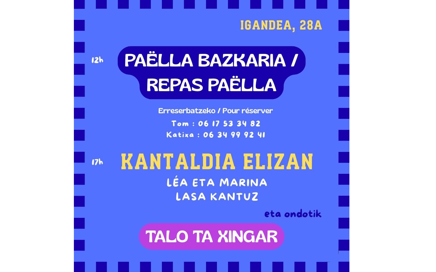 Fêtes de village : paëlla et kantaldi
