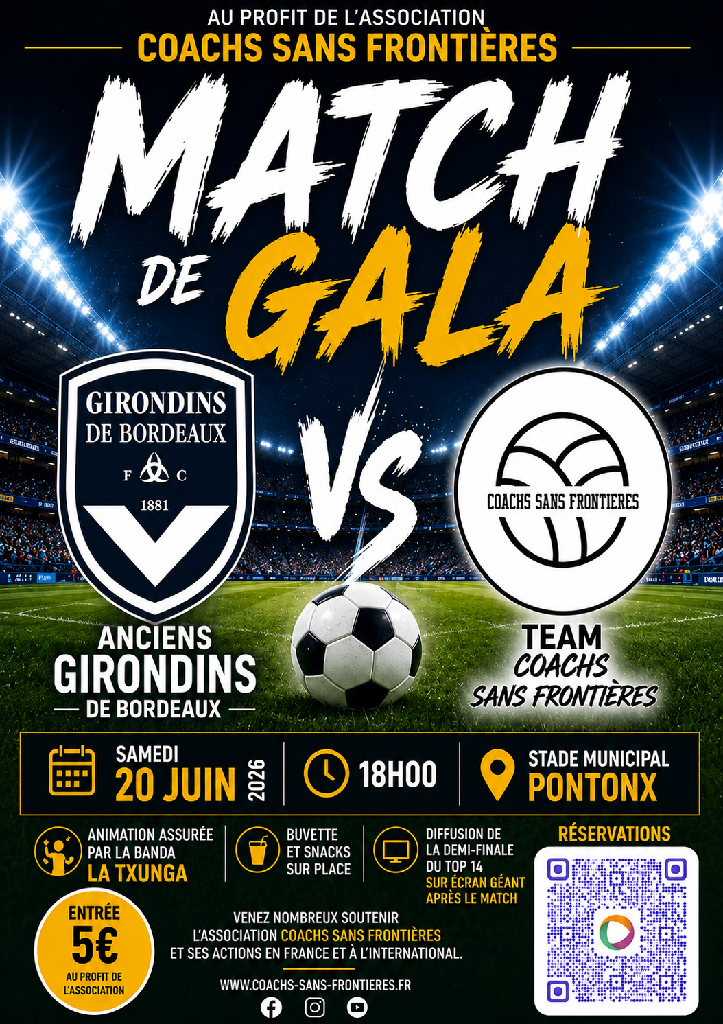 Match de gala : anciens Girondins de Bordeaux VS Team coachs sans frontières