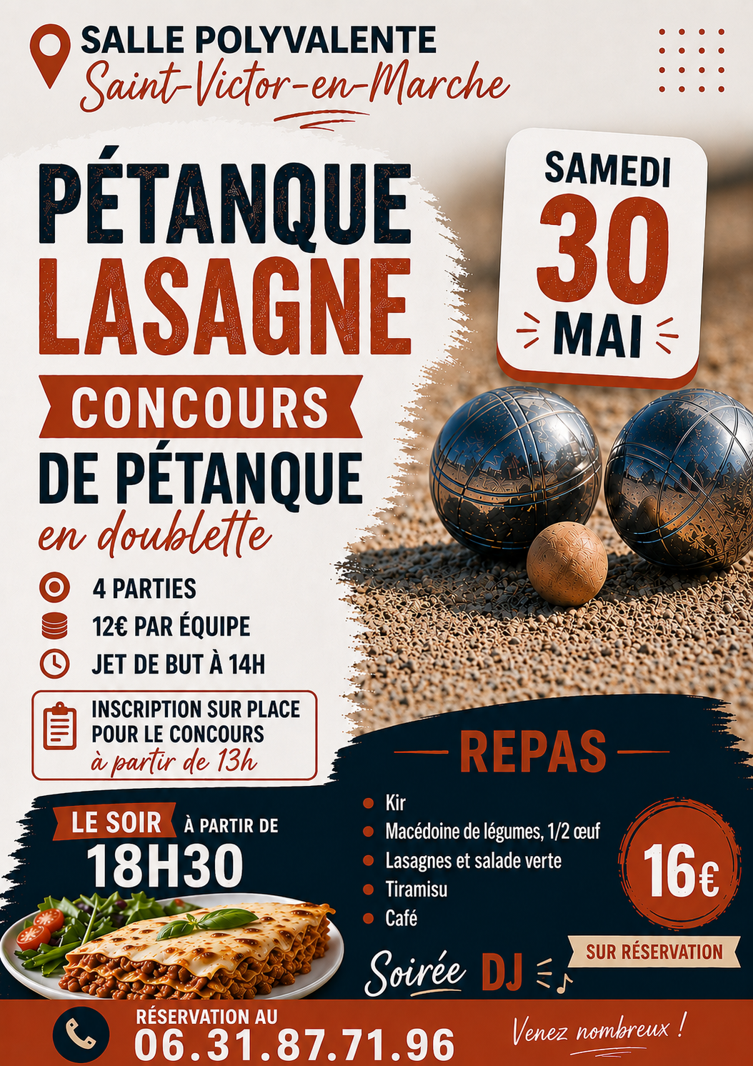 Pétanque-Lasagnes et diffusion match PSG ARSENAL