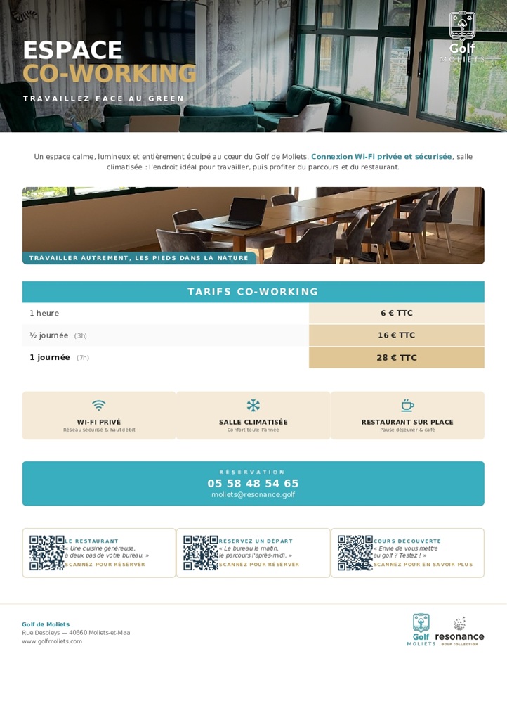 Espace co-working du Golf de Moliets
