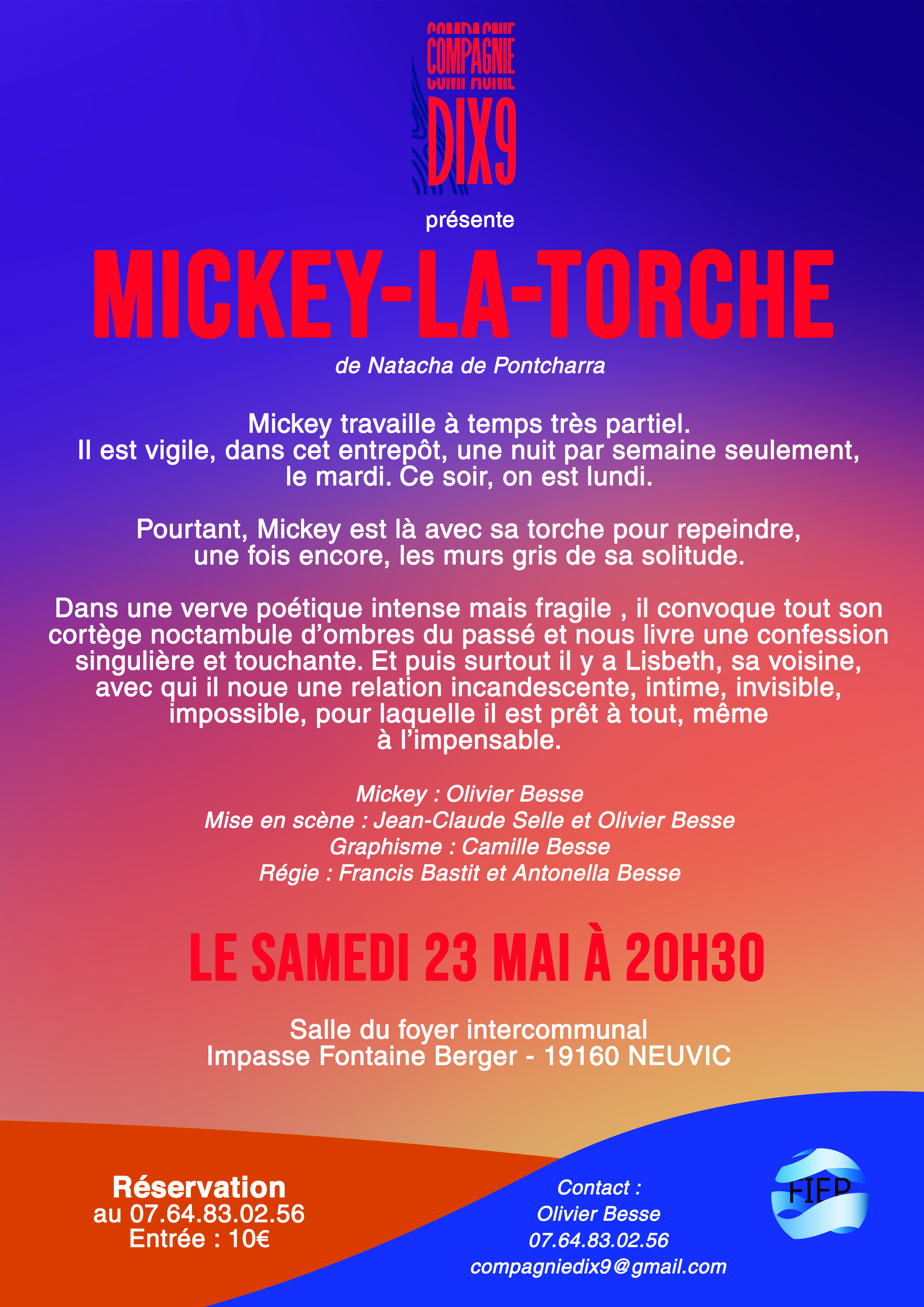 Théâtre "Mickey la Torche" compagnie Dix9 — visuel événement
