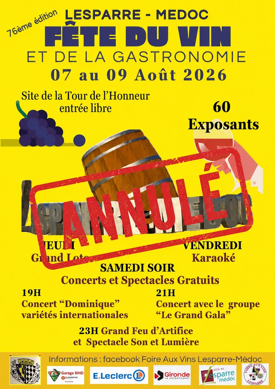 ANNULE - Fête du Vin et de la Gastronomie (Foire aux Vins)