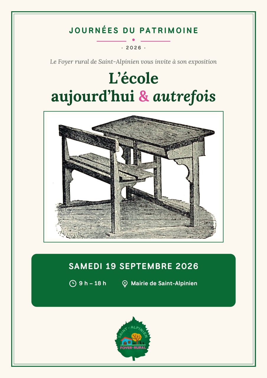JEP 2026 - Exposition "L'école aujourd'hui & autrefois" à Saint-alpinien — le 19 septembre 2026