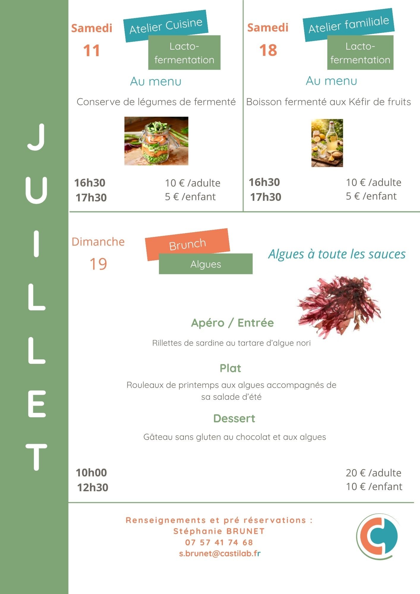 Ateliers culinaires juillet à Bio d'Ici — visuel événement