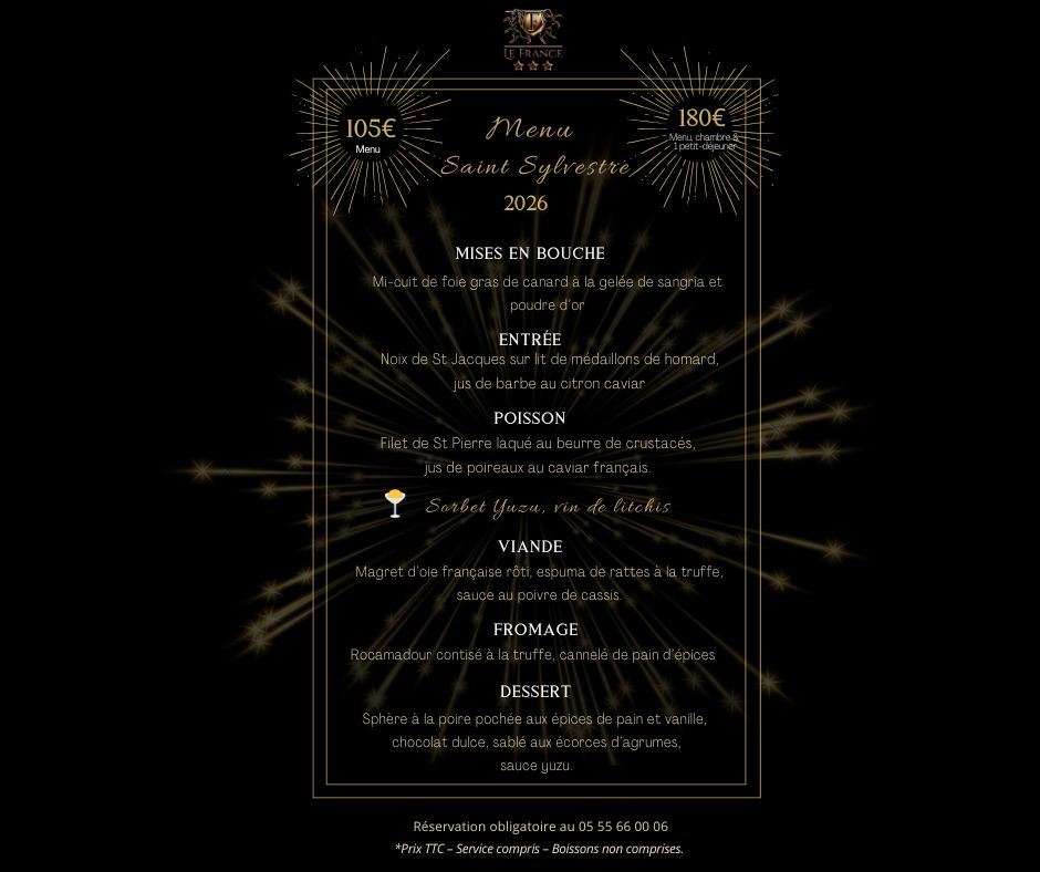 Réveillon de la Saint Sylvestre - Hôtel Restaurant LE FRANCE
