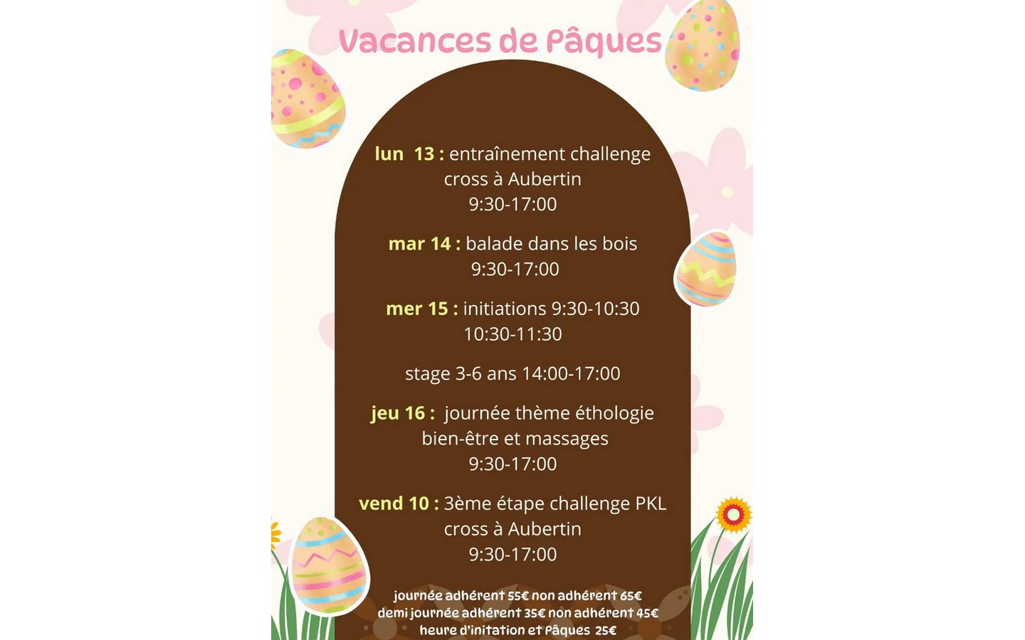 les P'tits cavaliers - animations vacances de Pâques, Aubertin