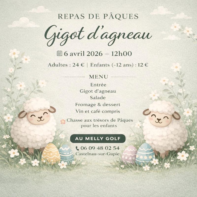 Repas de Pâques au Melly golf — visuel événement