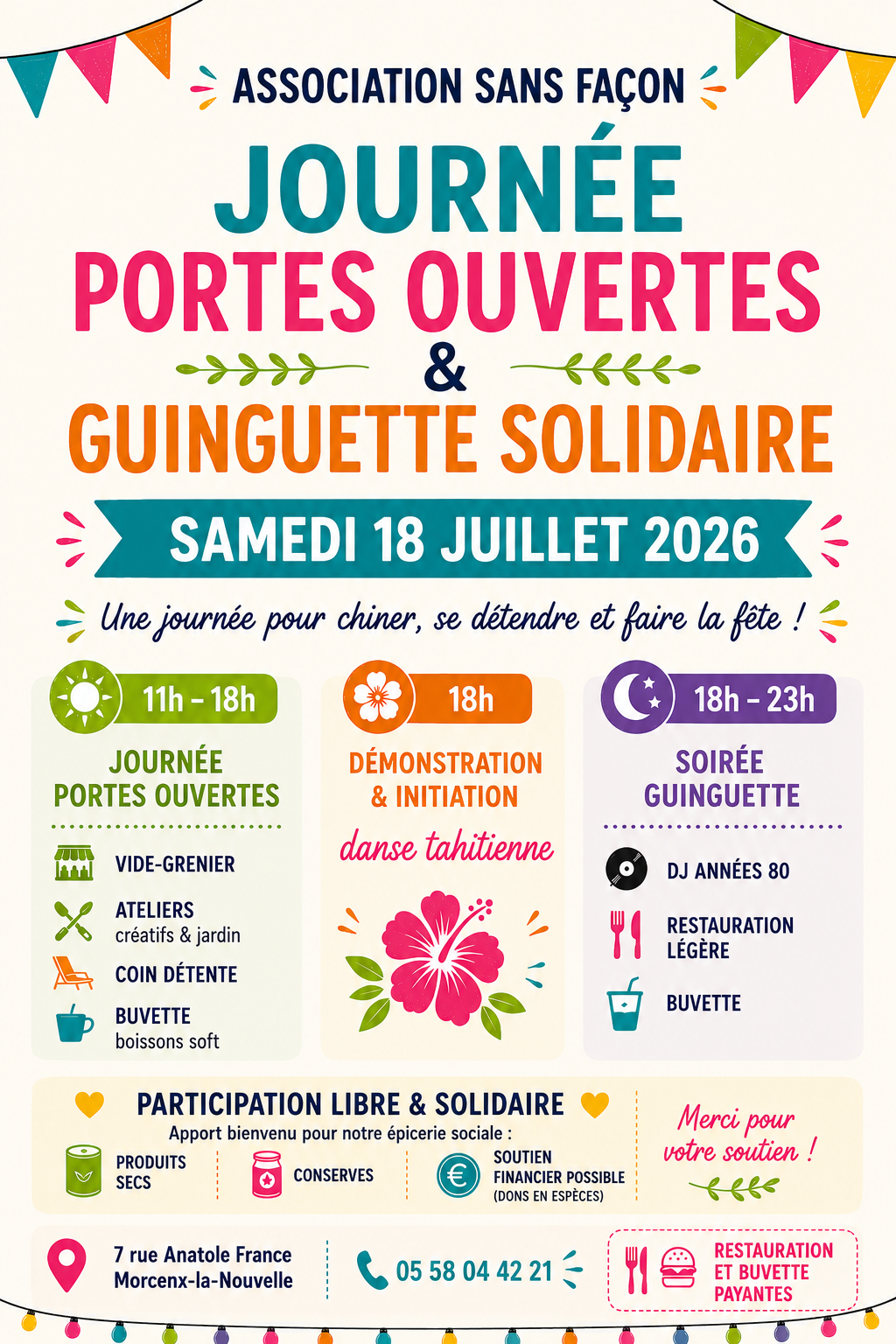 Association Sans Façon - Portes ouvertes et guinguette solidaire — visuel événement