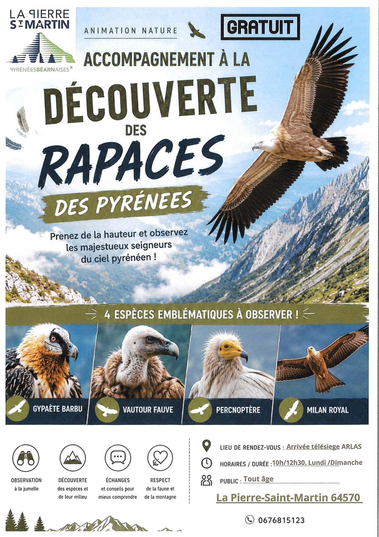 Accompagnement à la découverte des rapaces des Pyrénées