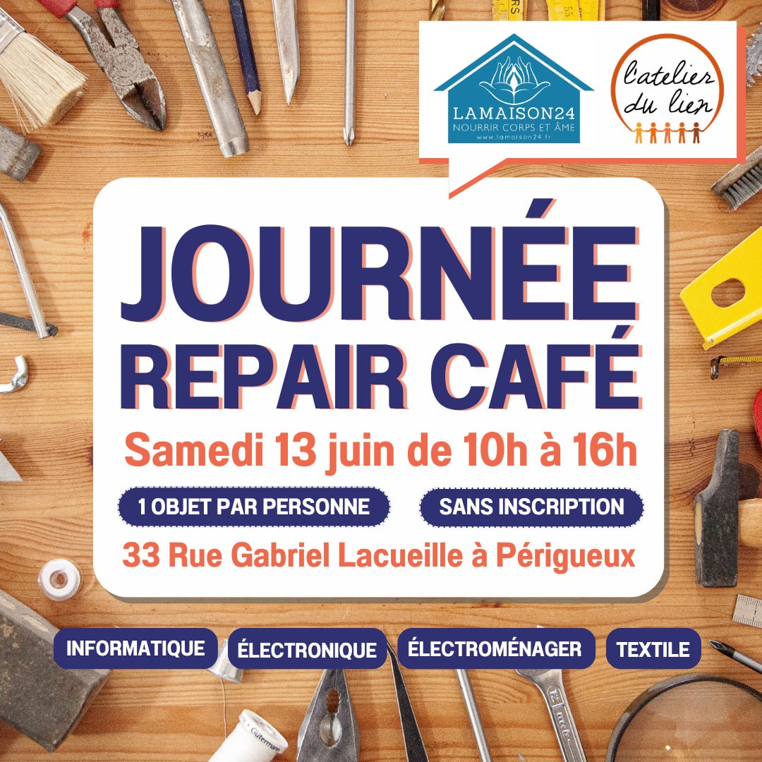 Repair Café à La Maison 24 — visuel événement