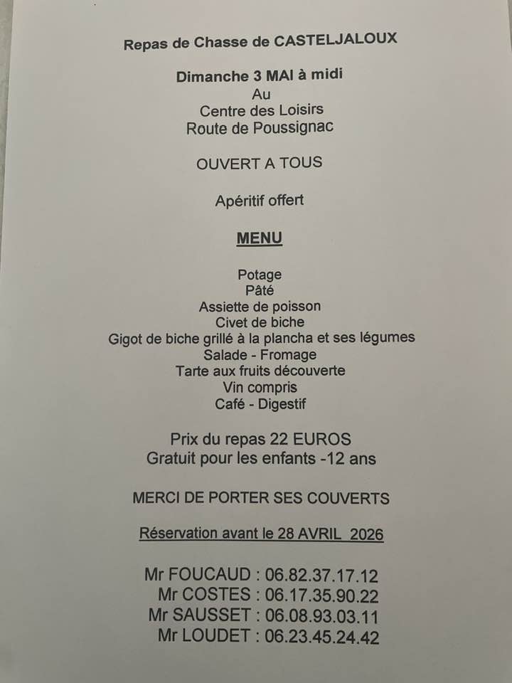 Repas des chasseurs — visuel événement