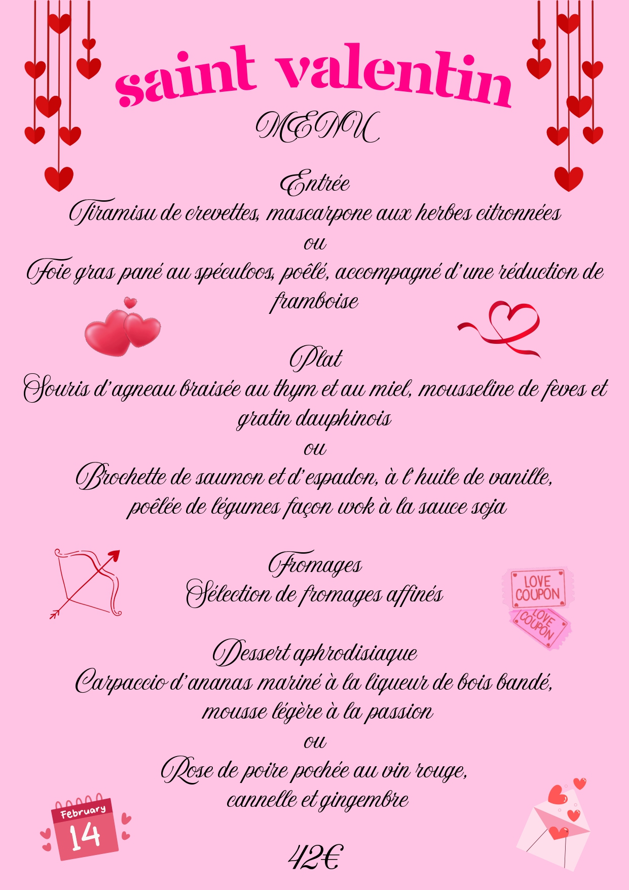 Menu de la Saint-valentin