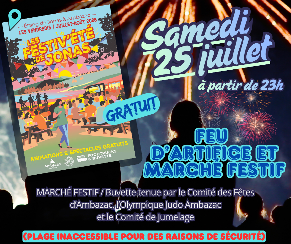 Feu d’artifice dans le cadre des Festiv'Eté de Jonas — visuel événement