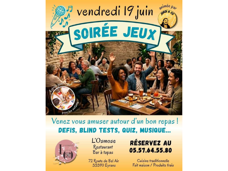 Soirée jeux de société au restaurant l'Osmose