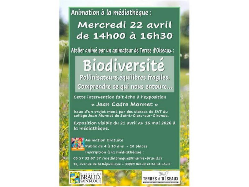 Atelier à la médiathèque sur la biodiversité — visuel événement