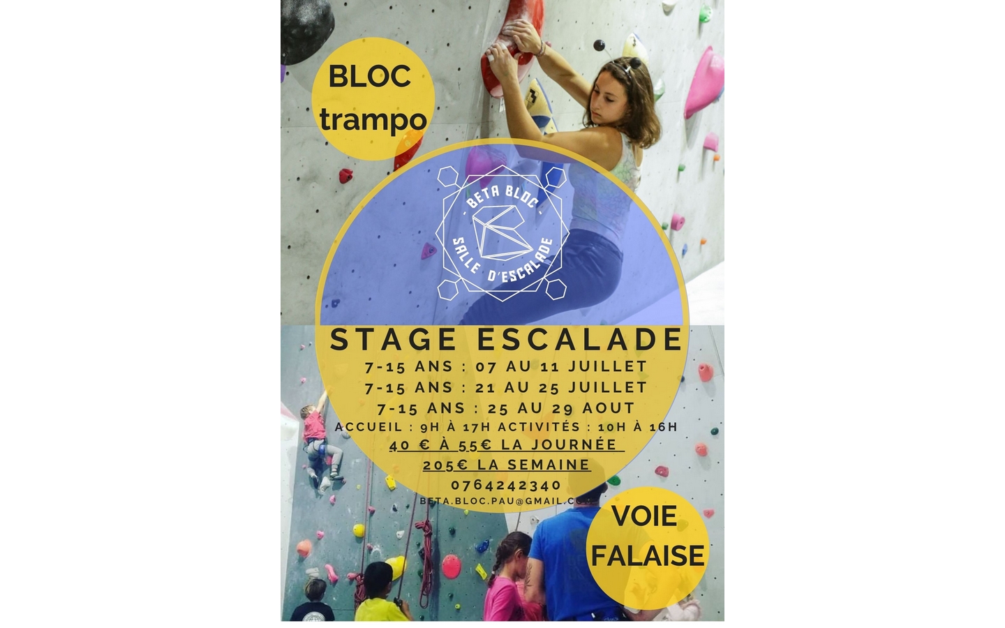 Stage été vacances Escalade — visuel événement