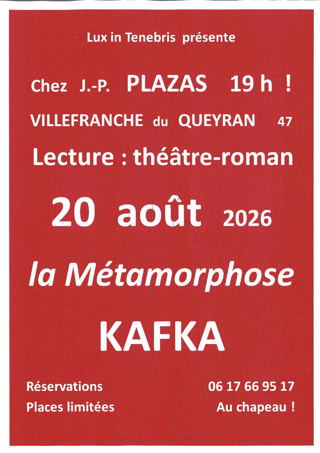 Lecture théâtre-roman : La Métamorphose