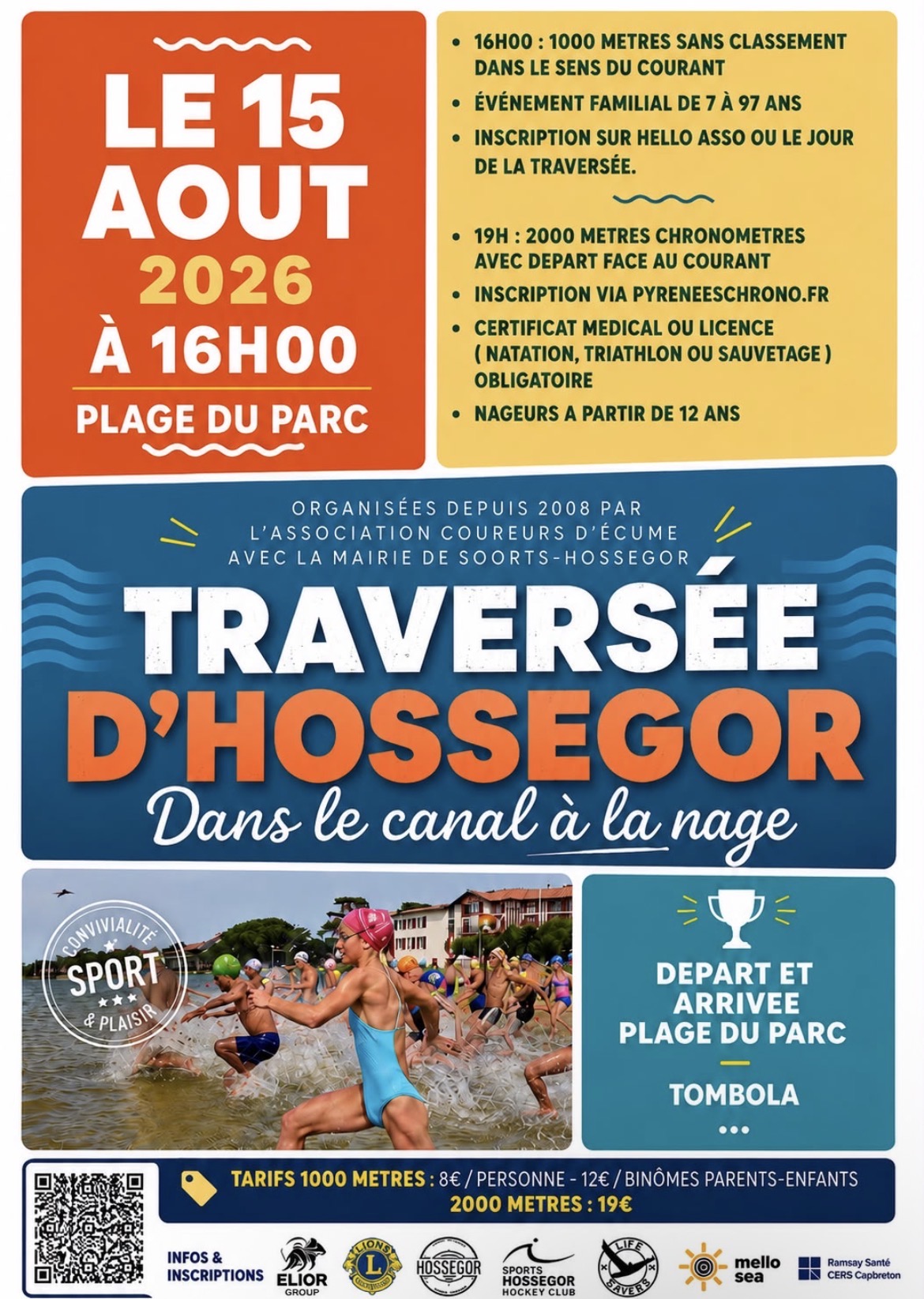 Traversées d'Hossegor dans le canal à la nage 2026