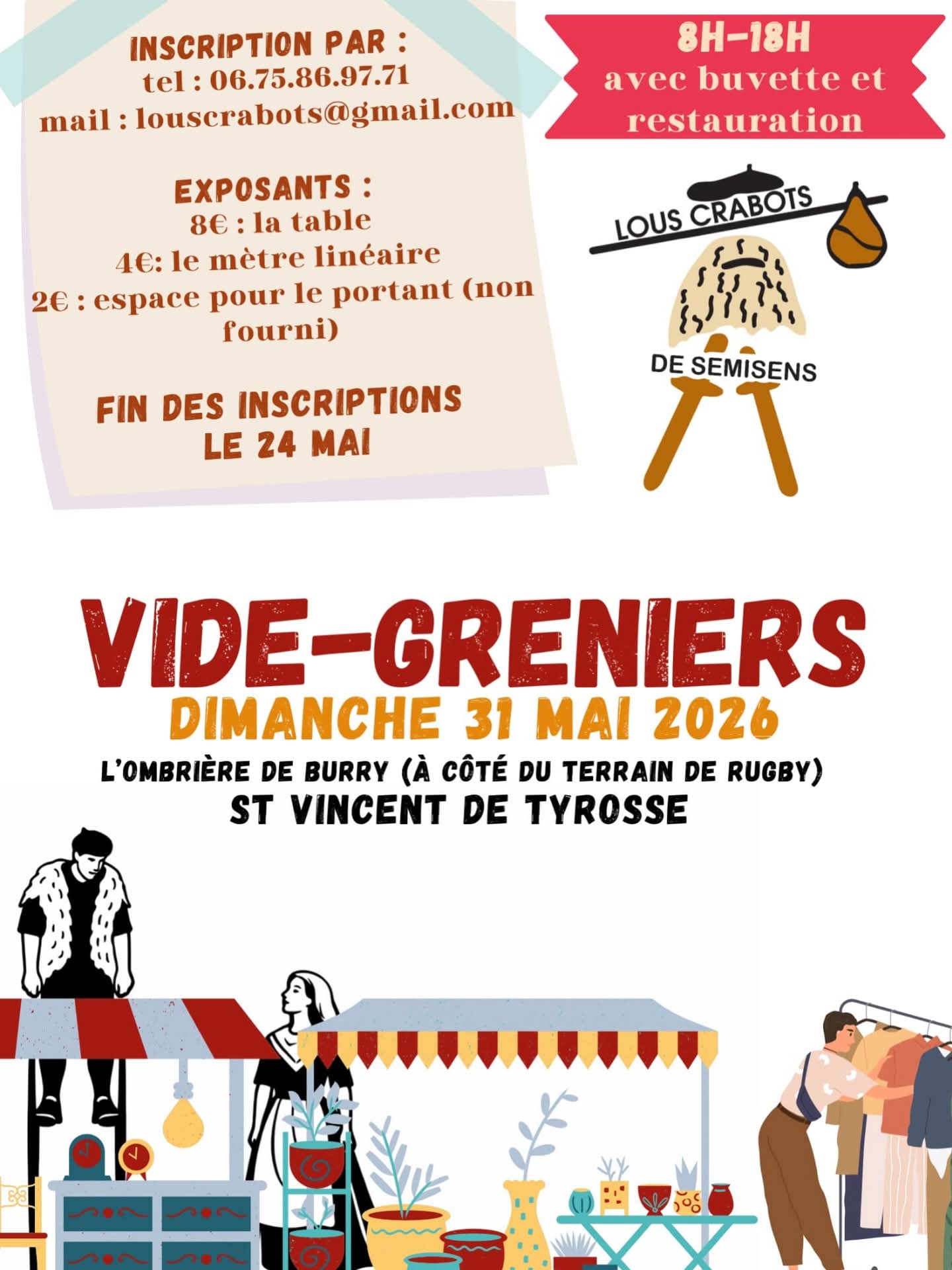 Vide grenier de Lous Crabots de Semisens — visuel événement