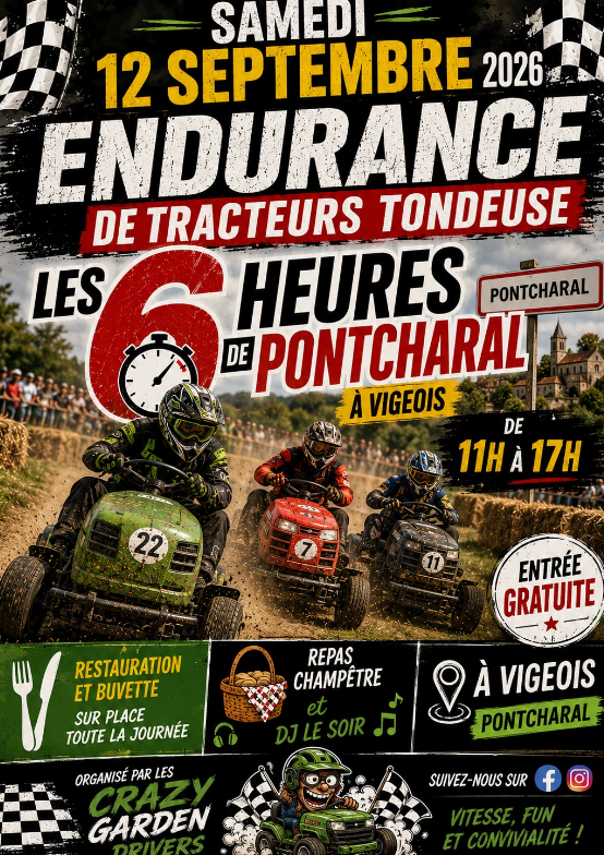 Les 6h de Pontcharal en tracteur tondeuse — visuel événement