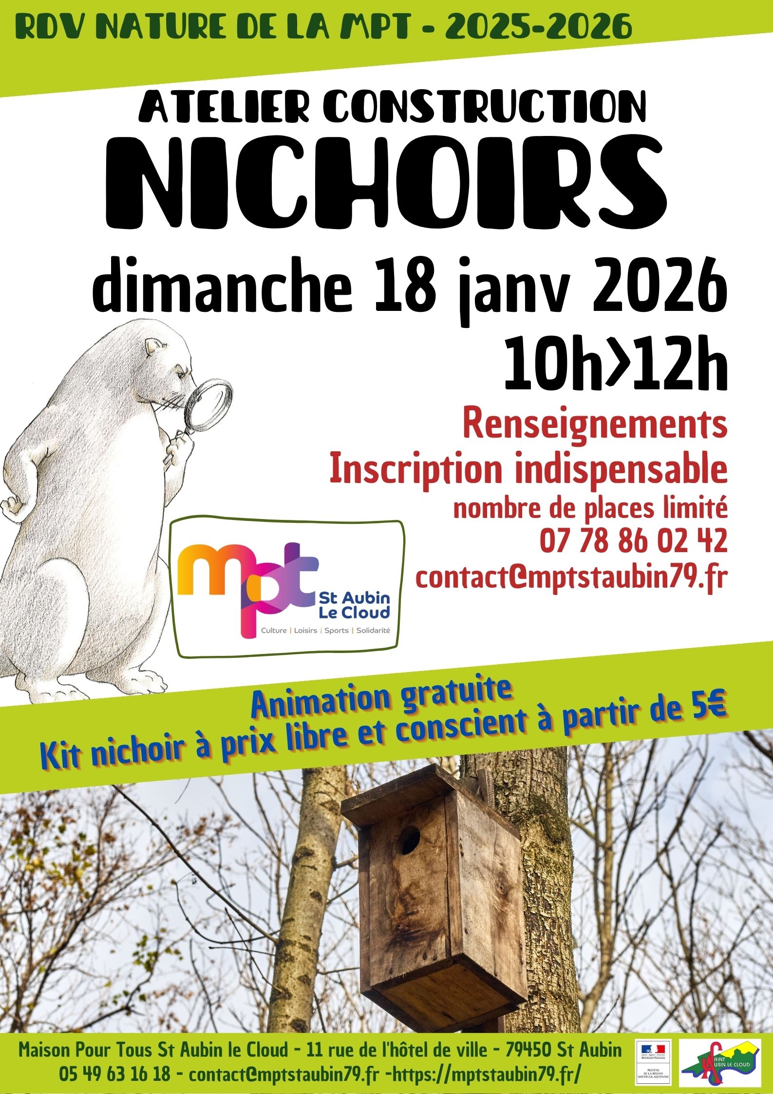Rendez-vous nature de la MPT : Atelier construction de nichoirs